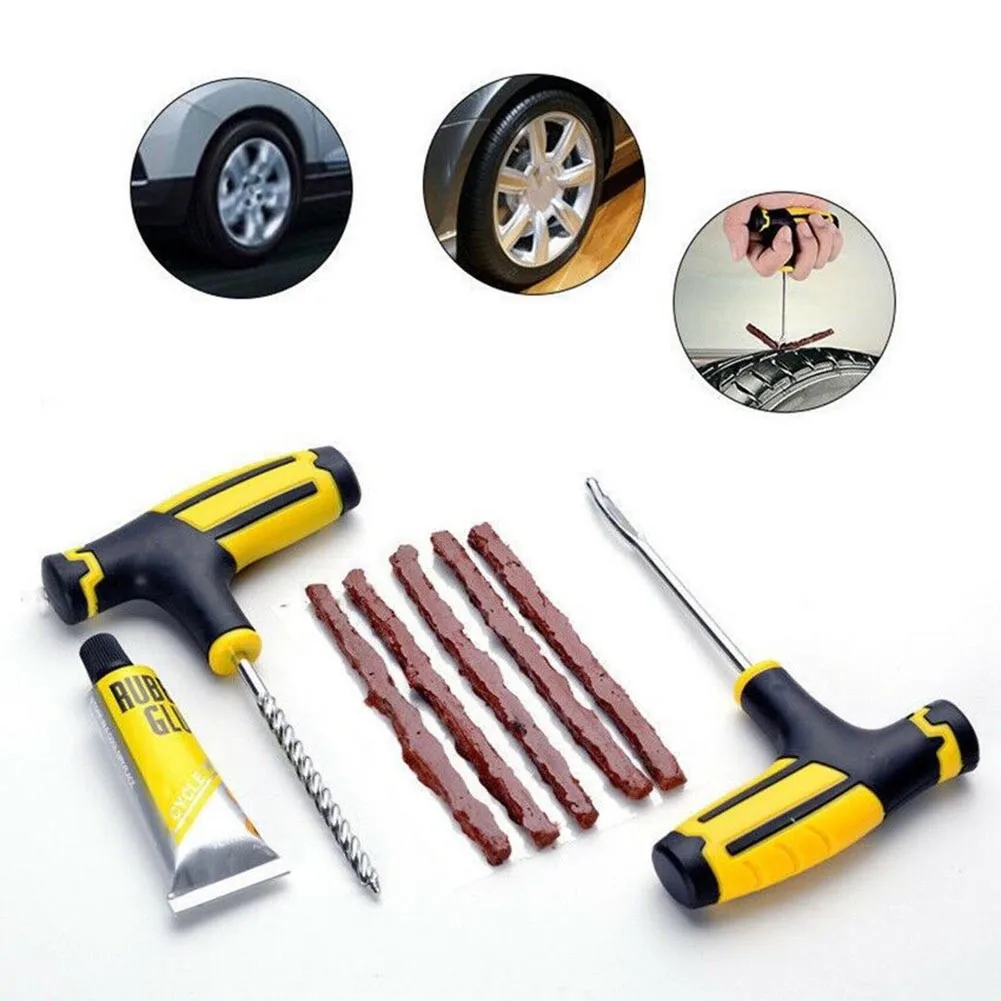 

Plug Tyre Repairing Kit Puncture With glue Fix Tool Needle Patch Tire Trailers