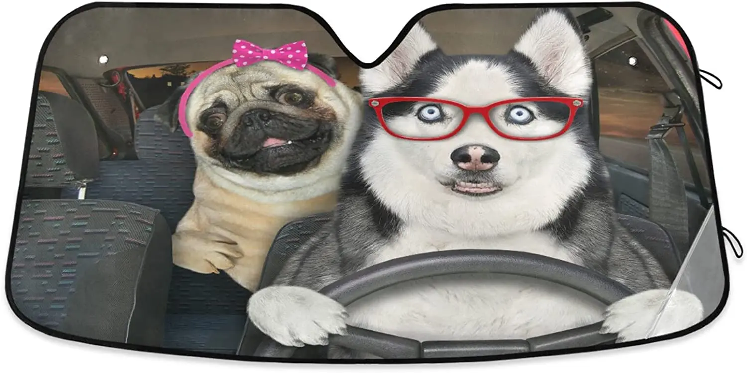 

Забавные блоки солнцезащитных козырьков на лобовое стекло автомобиля для вождения собак Защита от УФ-лучей гармошкой складной отражатель солнца автомобильный солнцезащитный козырек для автомобиля