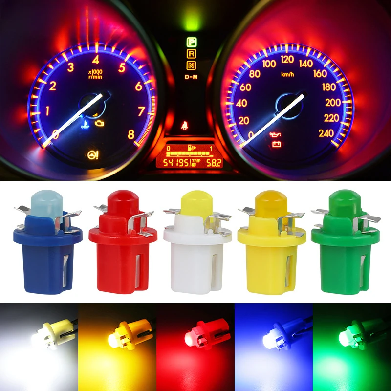 

10ШТ T5 B8.5D 509T B8.5 Светодиодная лампа на приборной панели автомобиля, Сигнальная лампа скорости, автоматический светодиодный индикатор прибора, Клиновидный свет, Красный, белый, желтый