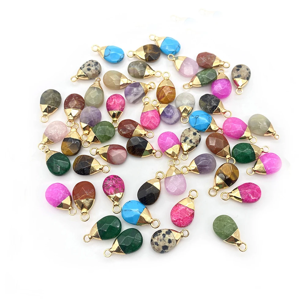 

Natural Stone Amethyst Pendants Turquoise Quartz Charms for Jewelry Making DIY Necklace Earring Drop-shaped Accessories Supplies