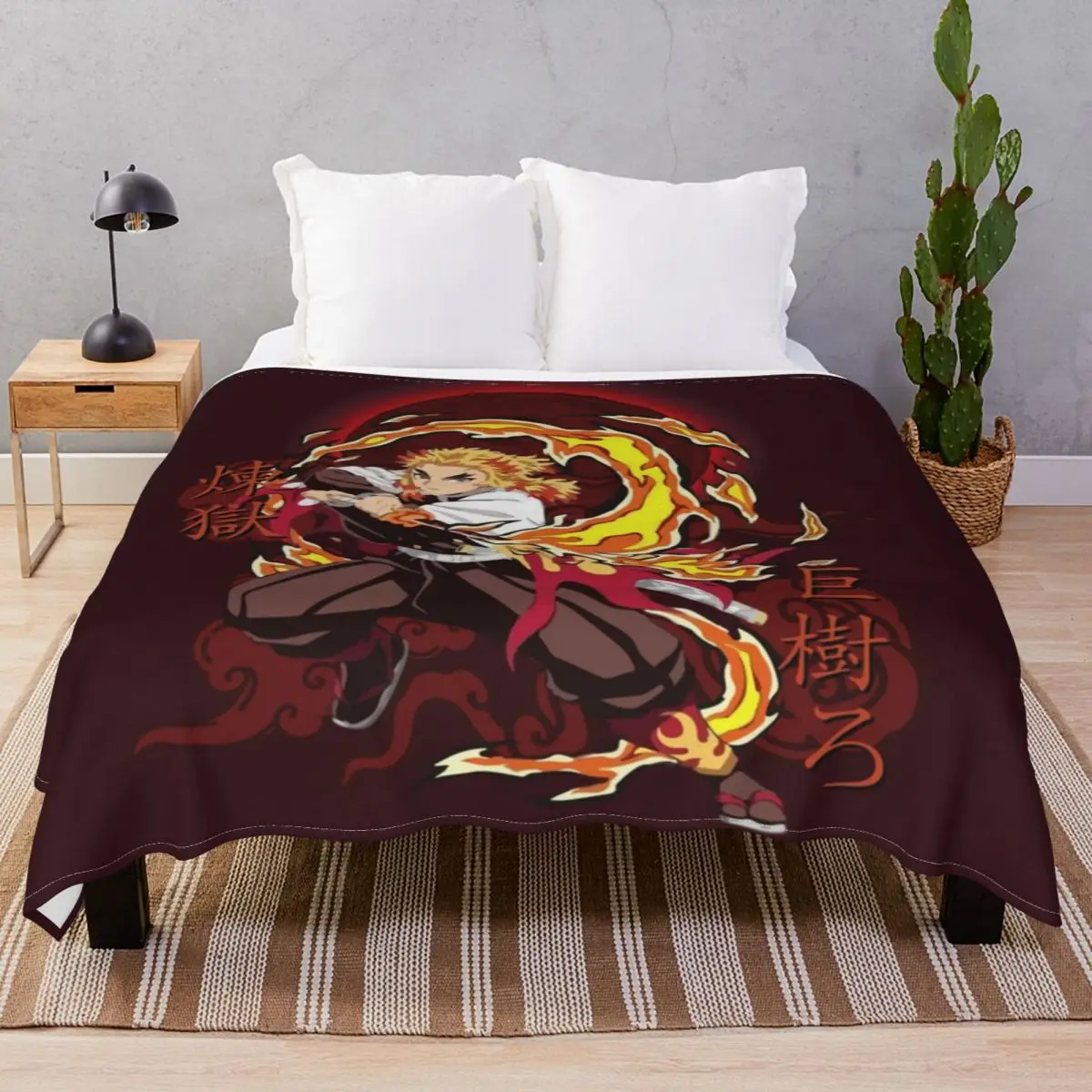 Kimetsu No Yaiba Blanket Flannel All Season Fluffy Throw Blankets for Bed Home Couch Camp Office