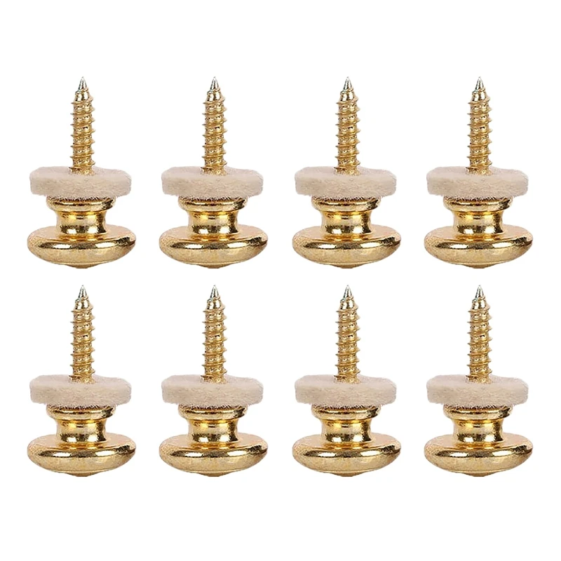 

8PCS Wool Copper Guitar Strap Lock Locking Pegs Pins Mushroom Shape End Button Gold