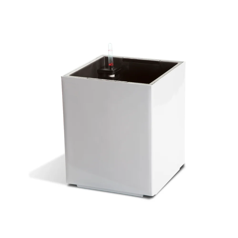 

Cube Planter, Self-Watering, Glossy White