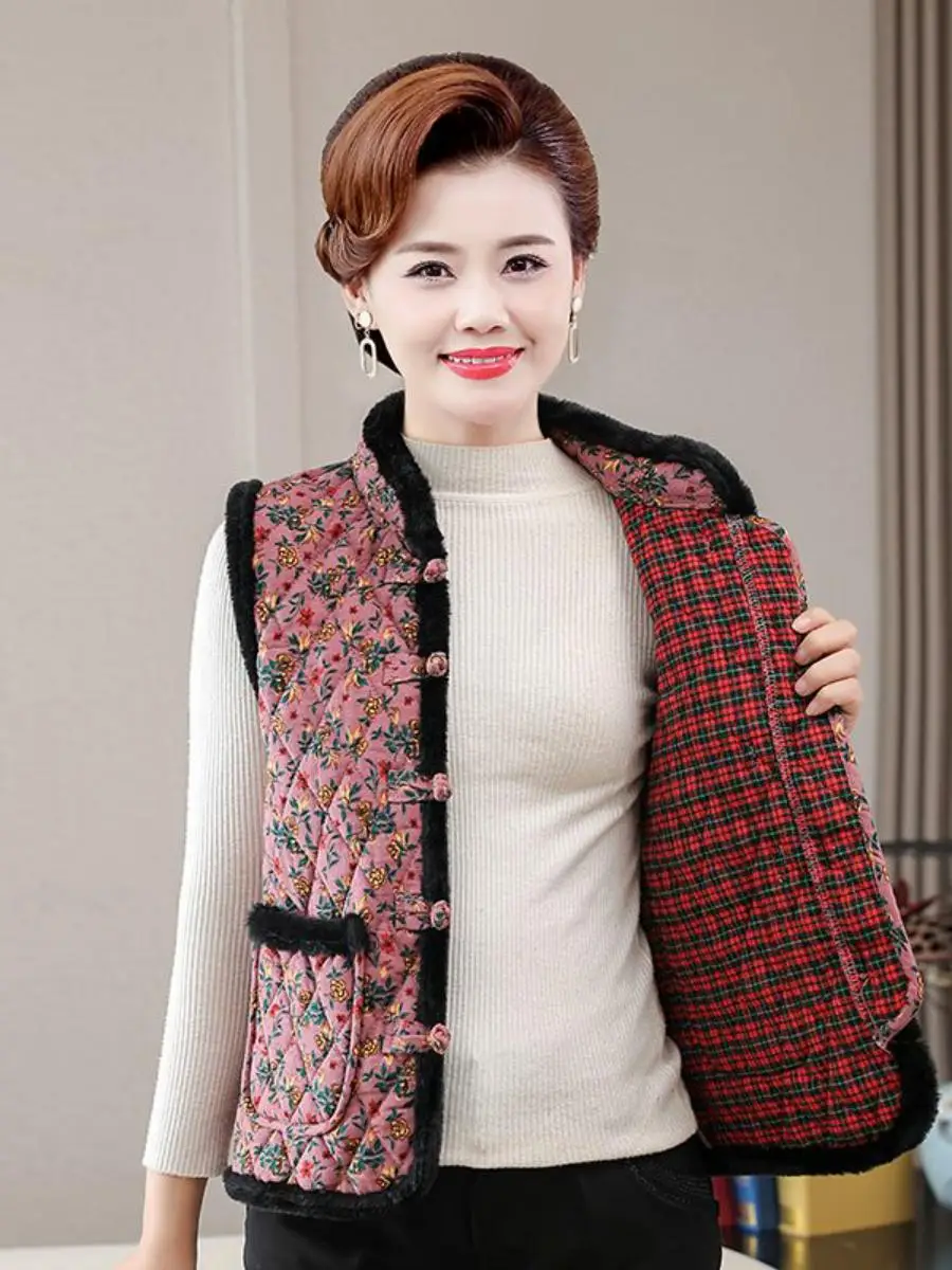 Красивая зимняя одежда жилет с хлопковой подкладкой и пряжкой в стиле ретро для