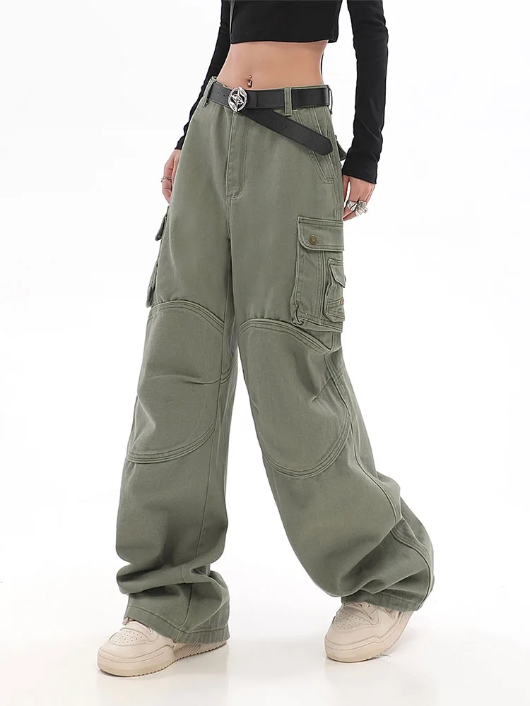 

Повседневные мешковатые спортивные брюки с широкими штанинами, осень 2022, уличная одежда с высокой талией, брюки-карго, женские брюки-джоггеры в стиле хиппи, одежда Y2k, новинка
