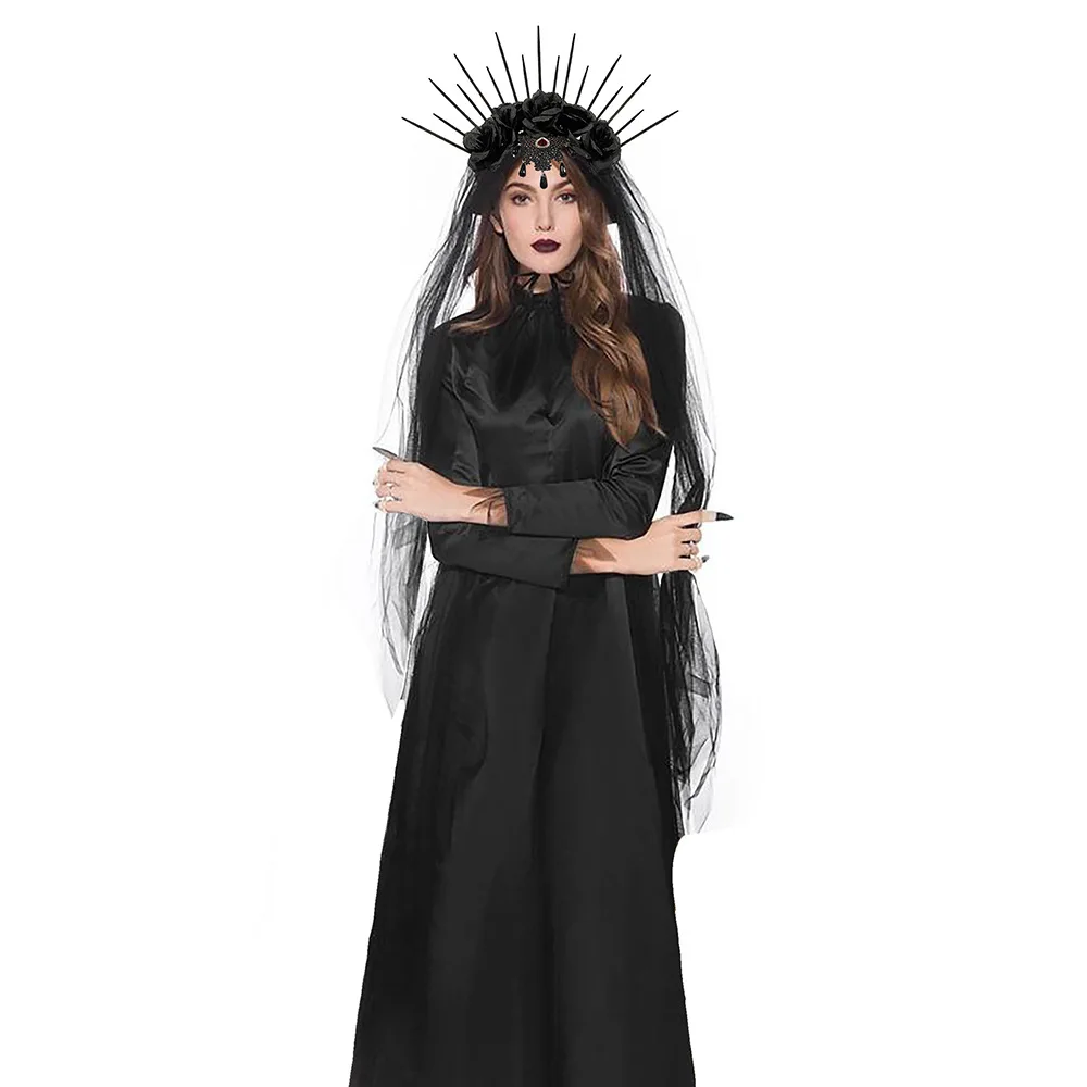 Повязка на голову с вуалью для взрослых женщин готический головной убор Королева