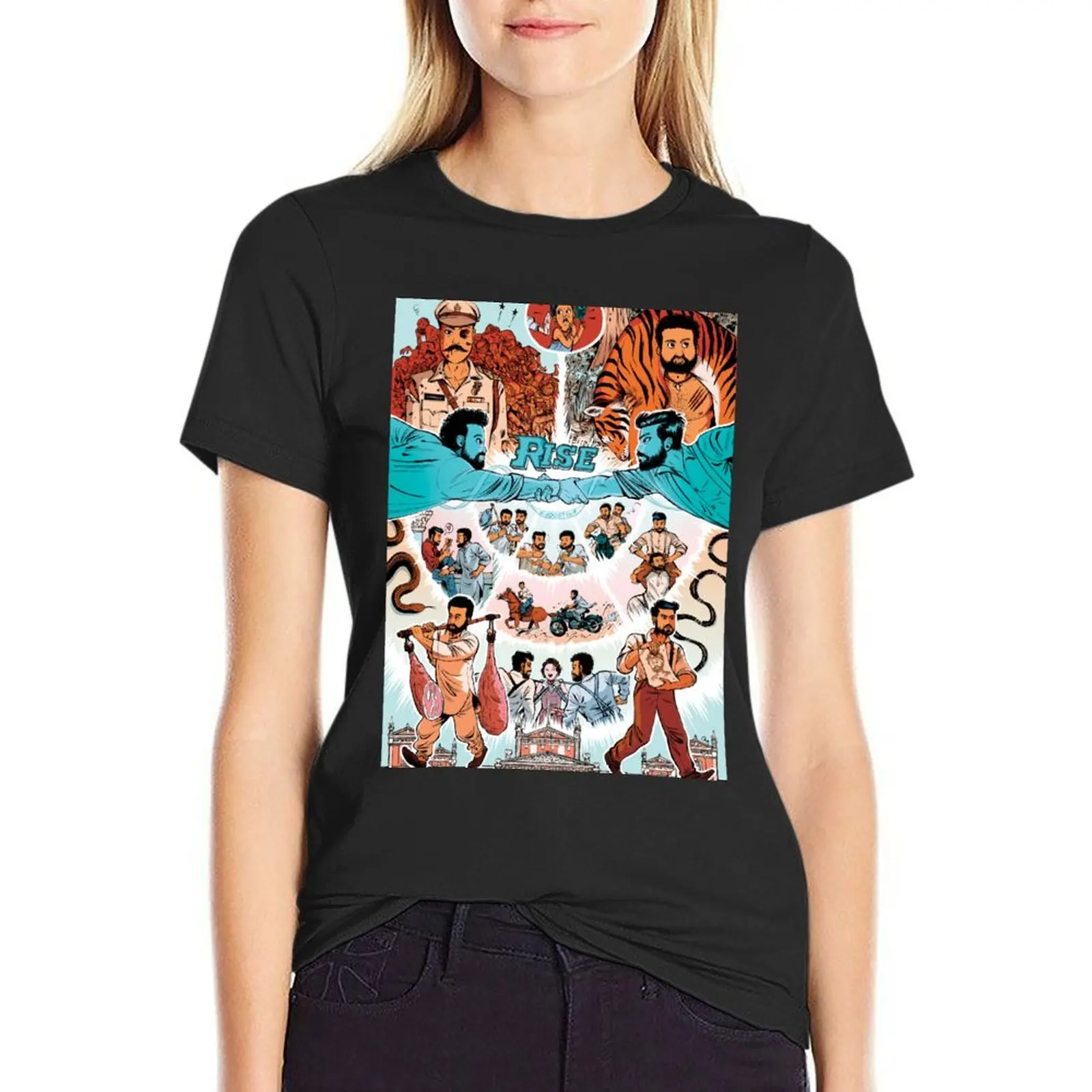 Футболка RRR Rise (Dosti) Однотонная футболка с коротким рукавом футболки для женщин