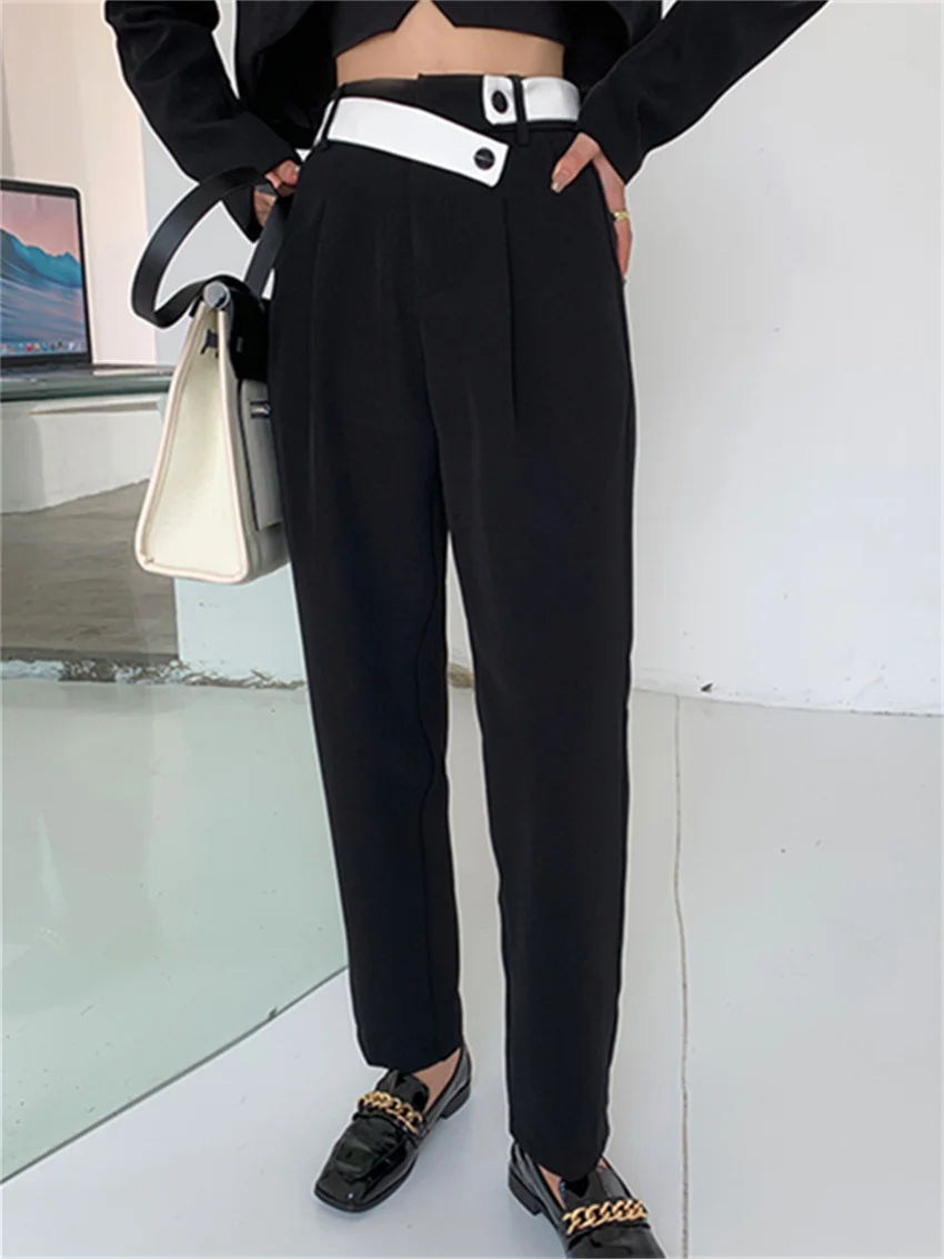 

HziriP Black Work Wear New Pants Slim Stylish Summer Chic Office Lady 2022 Hot Sale OL Solid Casual Loose Lady Harem Trousers