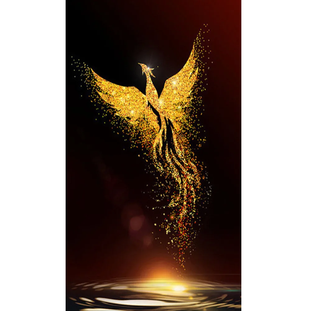 5D DIY алмазная живопись золотая вышивка феникс полная квадратная картина