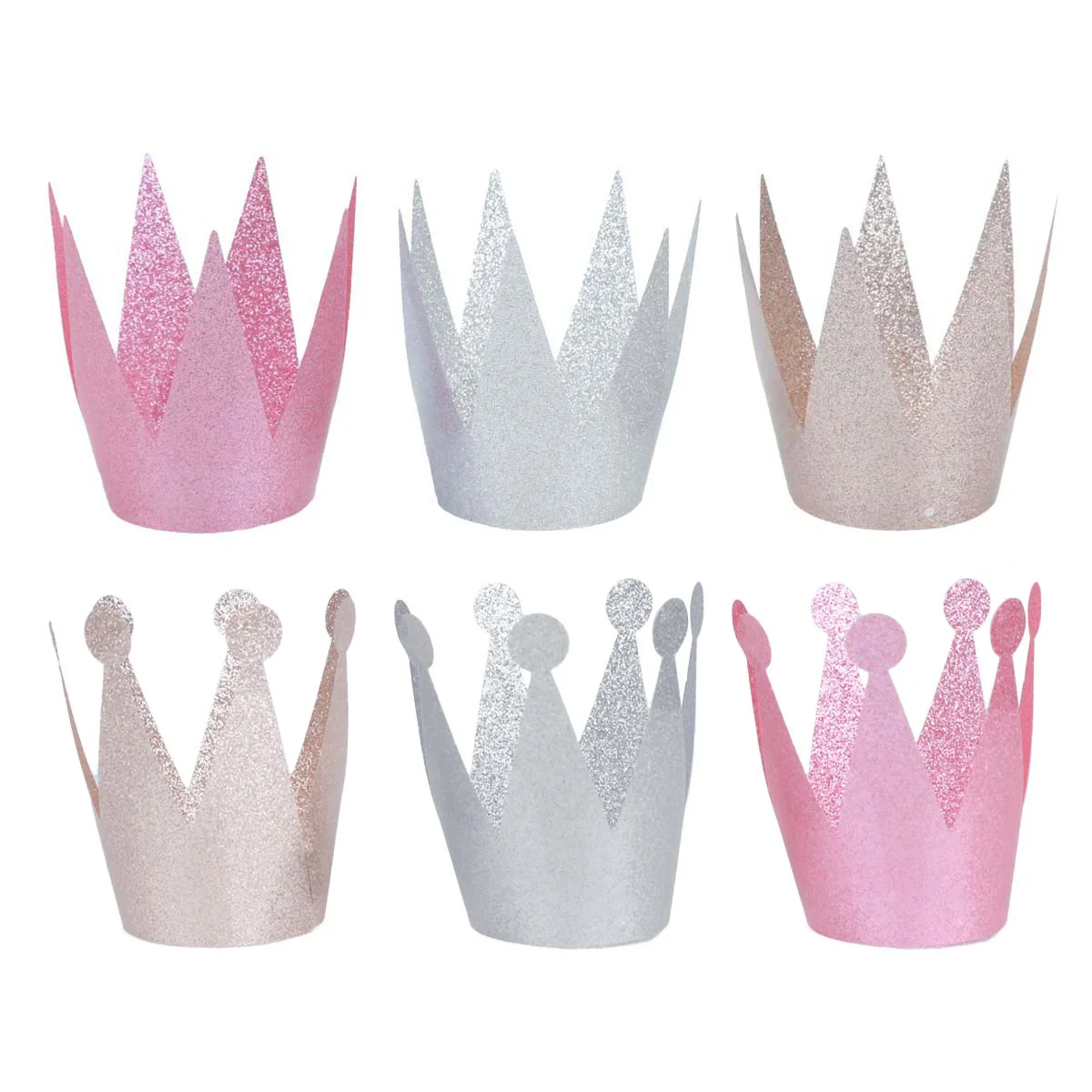 

18pcs Glitter Birthday Crown Hats Party Hats Prince Crowns for Kids and Adults Party Decorations (Silver, Pink and Golden)