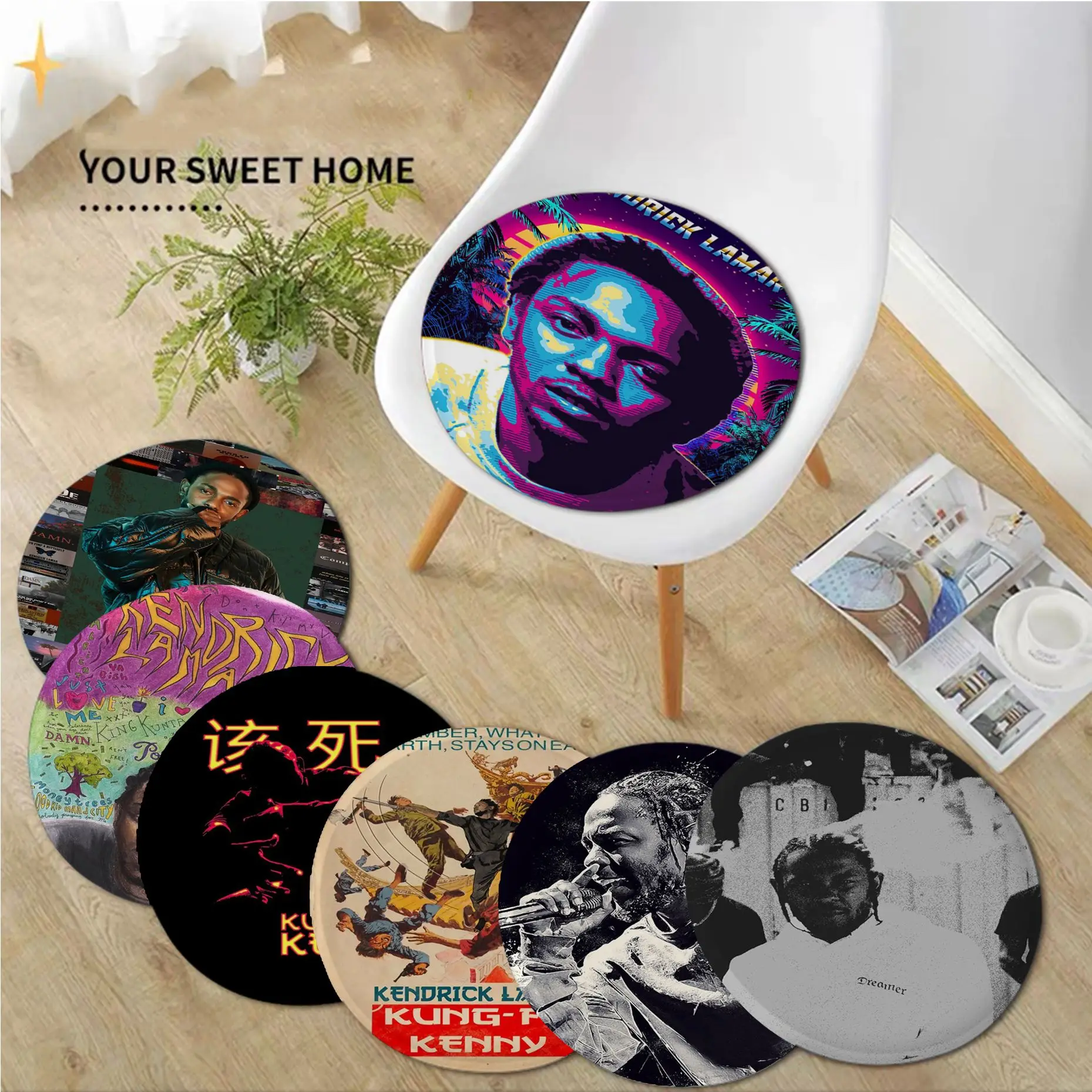 

Kendrick Lamar Kung Fu Kenny Round Stool Pad Patio Home Kitchen Office Chair Seat Cushion Pads Sofa Seat 40x40cm Seat Mat