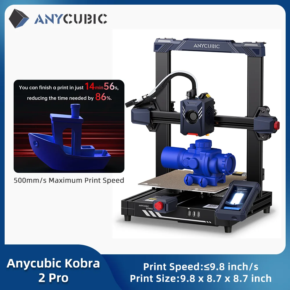 

3D-принтер ANYCUBIC Kobra 2 Pro FDM с 25 точками, автоматическое выравнивание LeviQ 2,0 дюйма/с, высокая скорость печати