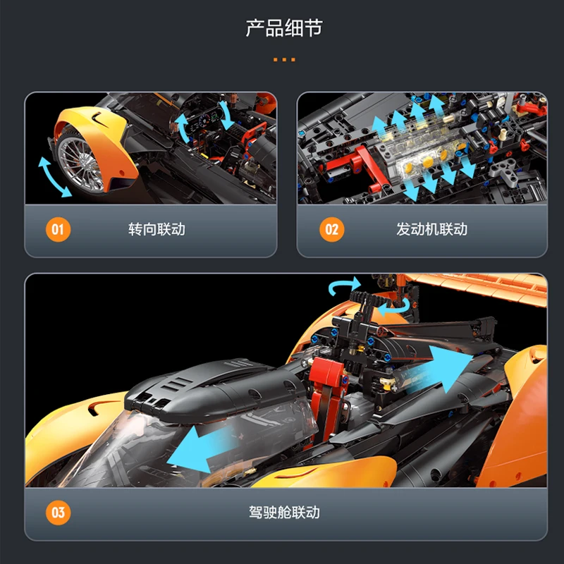 Новый 2135 шт. технический 1:10 Solused GT Hyper Speed автомобиль строительные блоки собрать