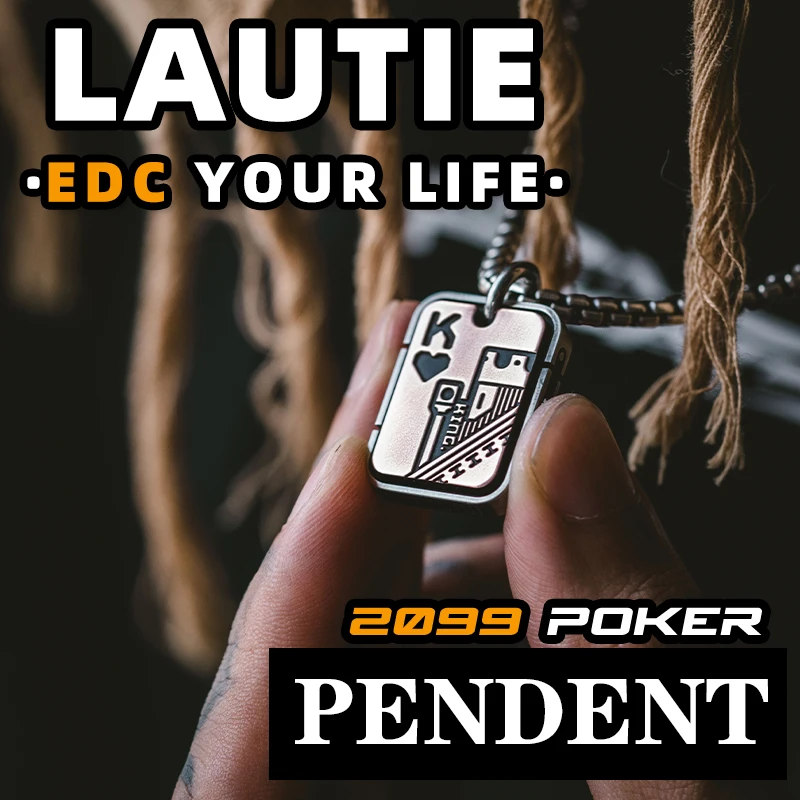 Фото LAUTIE ожерелье клоун покер EDC брелок медь, медь, цирконий сплав кулон подарок для мужчин №1
