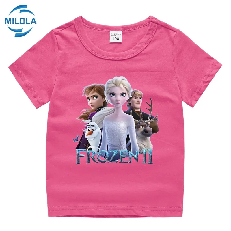 Летняя футболка для девочек с мультяшным принтом Холодное сердце Анна Эльза