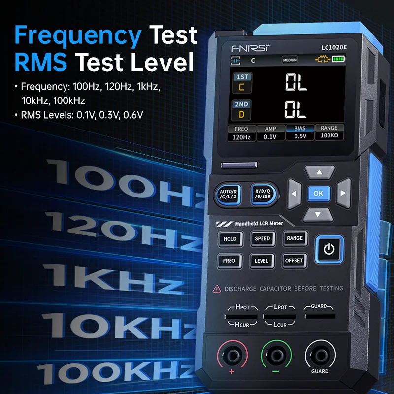 Фото FNIRSI LC1020E Ручной цифровой мост LCR ESR тестер автоматическое сопротивление емкость индуктивность измерение электронных компонентов №5