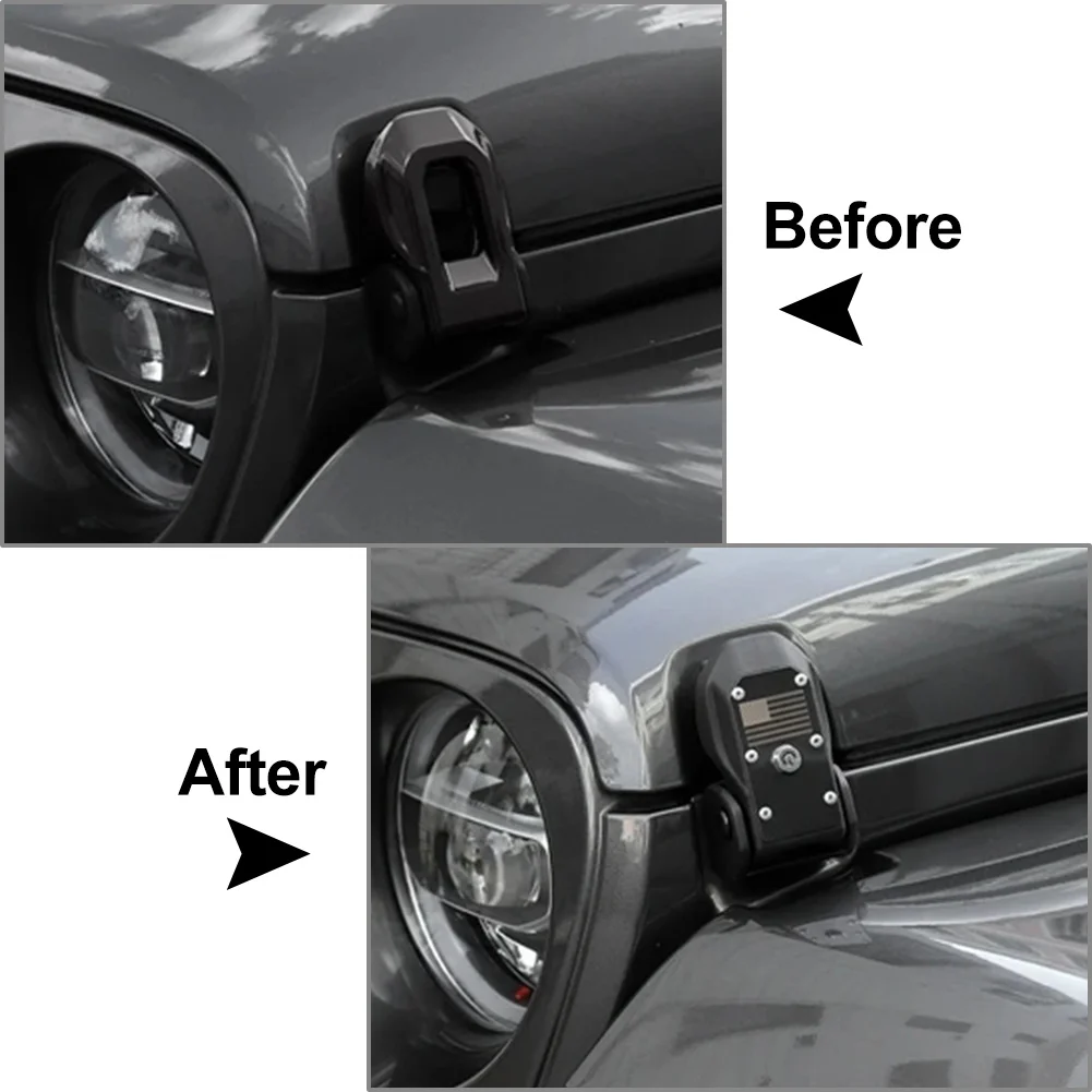 1Pair Black Auto Engine Lock Hood Latches Catch For Jeep Wrangler JL 2018-2023 Gladiator JT 2018-2022 Car Accessories
