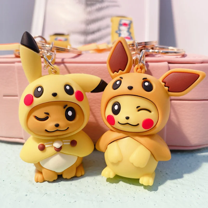 

New Genuine Pokemon Action Figure Pikachu Piplup Psyduck Eevee Doll Backpack Anime Ornaments Car Keychain Model Child Toy Gift
