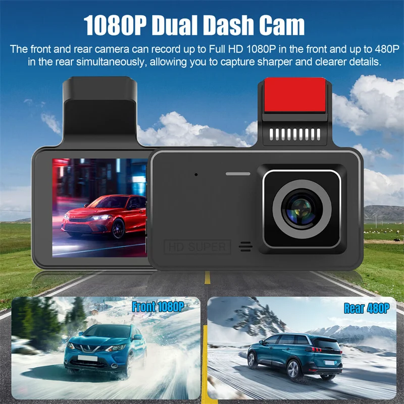 

Car Video Recorder Front Rear Dual-lens HD1080P Dash Cam Car Black Box Driving Recorder 4inch IPS Camera Recorder Interior Cam