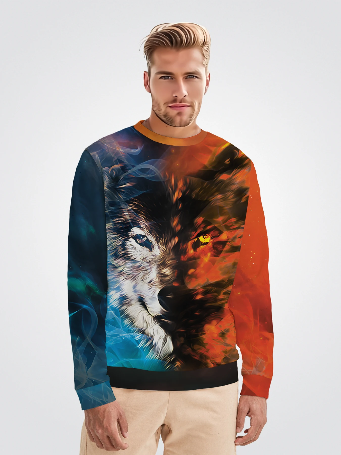 Мужской Повседневный пуловер с длинным рукавом и цифровой графической печатью