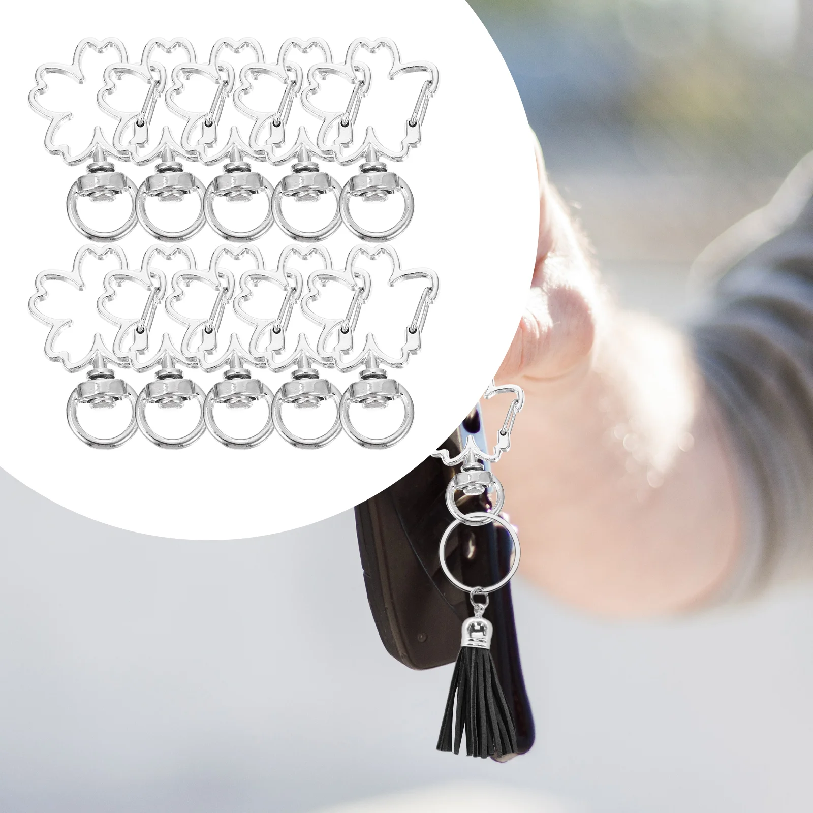 

10pcs Hollow Flower Keychain Clip Hanging Buckle DIY Key Chains Accessories