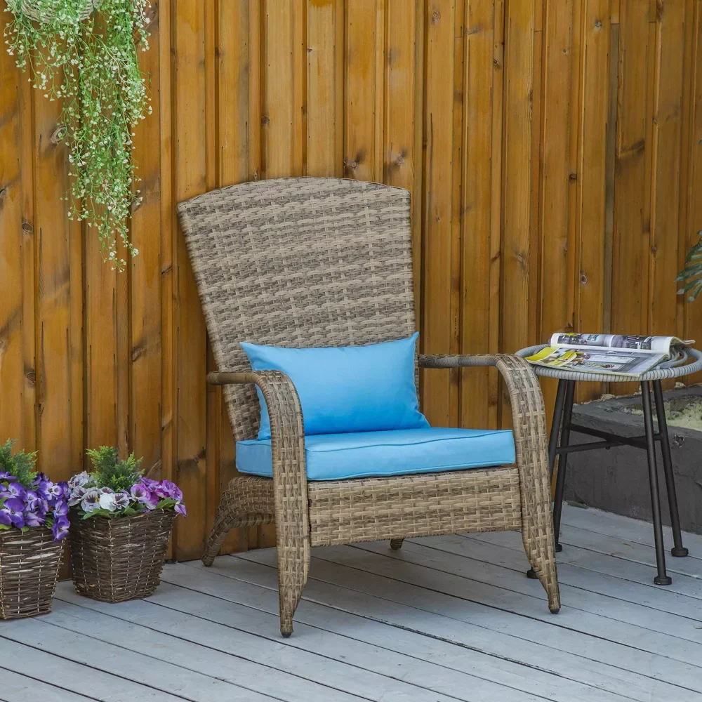 

Outsunny Patio with All-Weather Rattan Wicker, Soft Cushions, Tall Curved Backrest for Deck or Garden