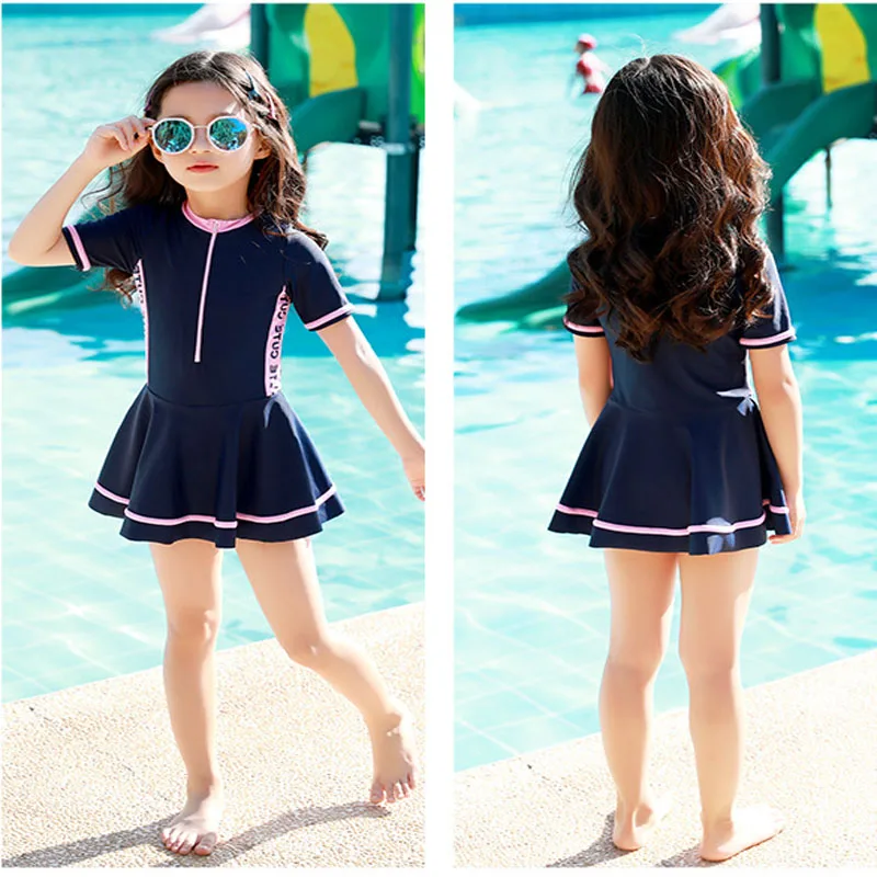2022 New Girls Swimsuit One-piece Swimwear Women UPF50+ Print Baby Long Sleeve Kids Toddler Infant Beach Bathing Suits Children