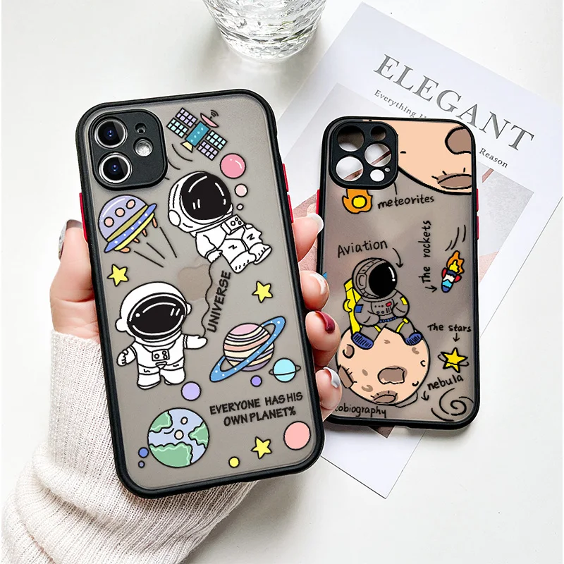 Милый мультяшный чехол для телефона астронавт Звезда Космос iphone 11 13 12 Pro Max 7 8 Plus Xr X