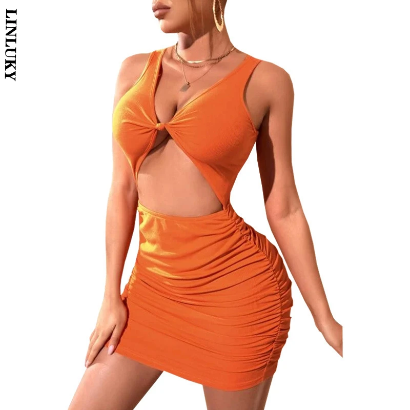 

Новинка лета 2022, женское однотонное Привлекательное платье большого размера с поясом, мини-платья для клувечерние НКИ, фестиваля