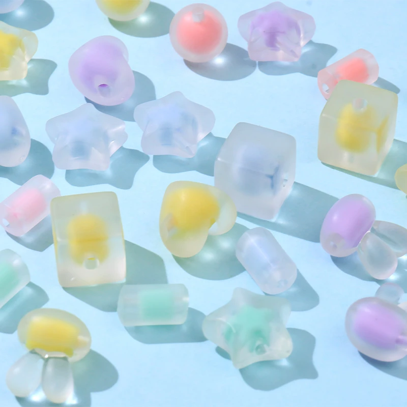 

10pcs Cute Star Heart Round Square Shape Loose Spacer Beads for DIY Jewelry Making Acrylic Earring Necklace Hair Accessories