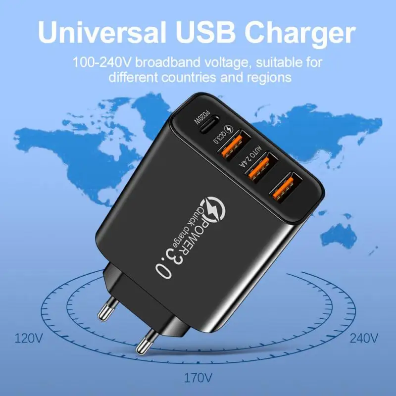 

USB Type C Charger Fast Charging 65W USB C PD QC3.0 Mobile Phone Adapter For IPhone Xiaomi Huawei Samsung Ipad Realme Oneplus