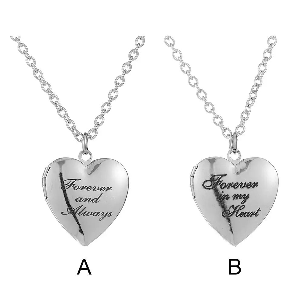 Silver Color Love Heart Locket Pendants for Women Men Openable Photo Frame Glossy Family Pet Picture Necklace Family Love Gift images - 6