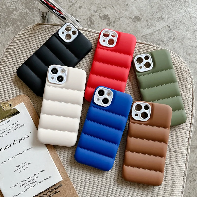 

Luxury Matte The Puffer Case for IPhone 13 12 11Pro Mini XS Max X XR 7 8 Down Fashion Brand Mobile Phone Soft Silicone Funda New