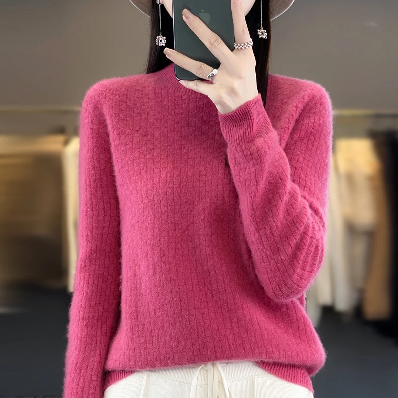 Новый свитер из 100% мериноса и кашемира осенне-зимний женский с высоким