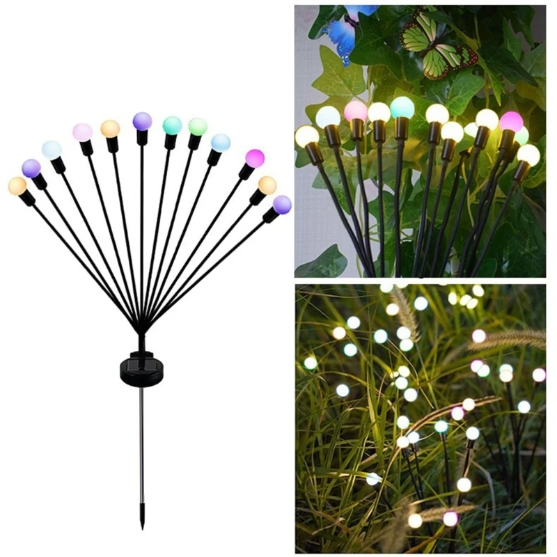 

Outdoor Solar Firefly Lamp Pathway Lights Decorative Colorful Balls Light Solar Landscape Garden Lights for Patio, Yards KXRE