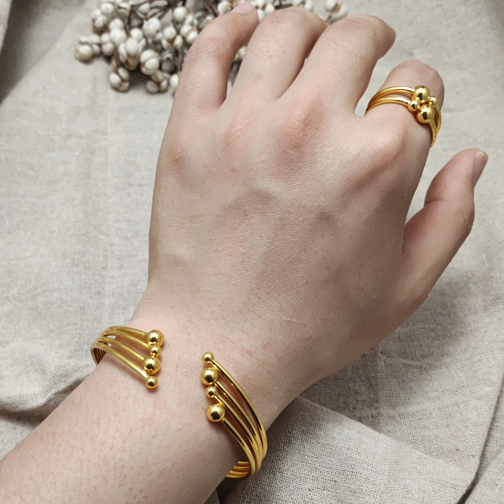 

Ethiopian Gold Color Bangles for Women Girls Dubai 24k Gold Color African Arabic Jewelry Ramadan gifts Party Gift