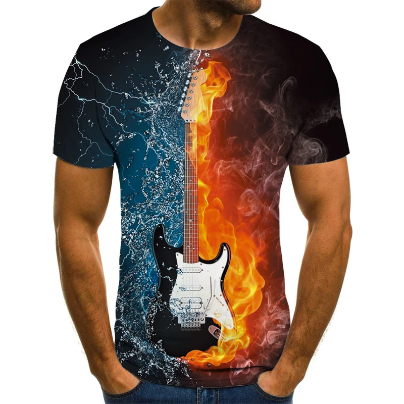 Nova camiseta simmbolo da музыка masculina camiseta гитара 3d camisa impressa с готическим аниме roupas de манга curta camiseta x