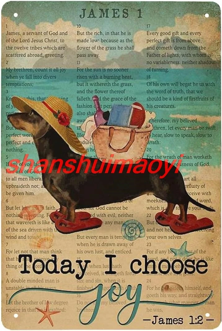 Такса Beach Life Today I Choose Joy Ретро Металлическая жестяная вывеска Винтажная для дома