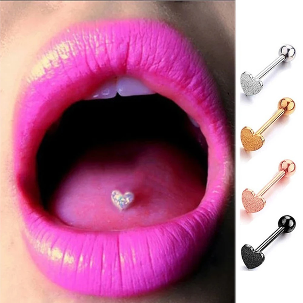 

Tongue Surgical Steel Heart Barbell Body Piercing Body Labret Pin Nipple Nail Ear Piercings Stud Lip Piercing Sexy Tongue Stud