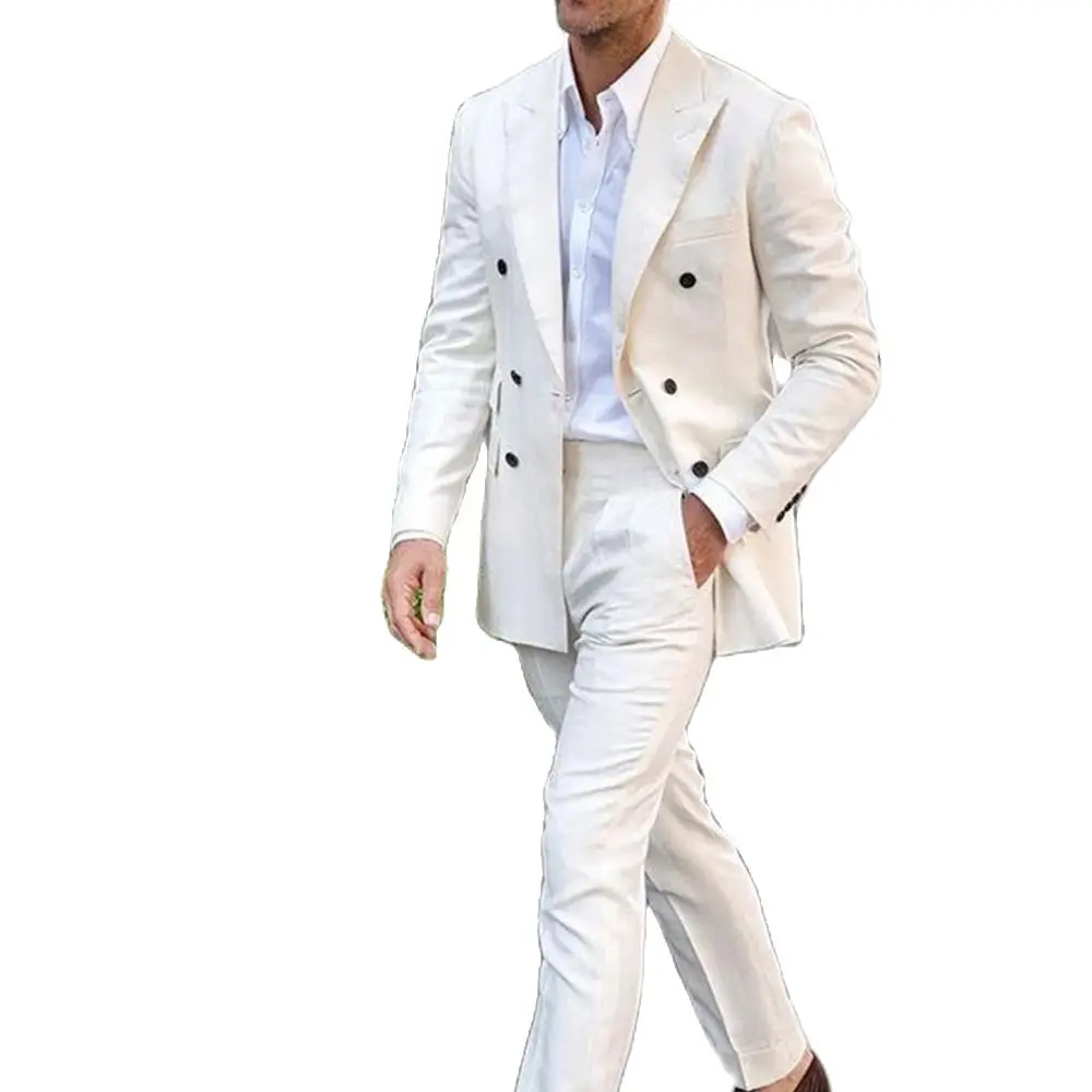 

Fashion Beige Groom Tuxedos Notch Lapel Slim Fit Men Wedding Tuxedos Men Jacket Blazer Excellent 2 PieceS Suit(Jacket+Pants)