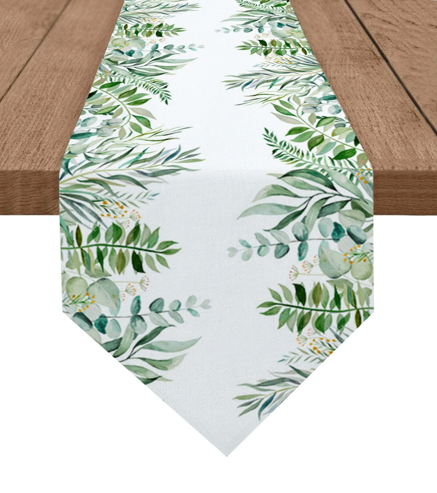 

Ins Style Tropical Plants Eucalyptus Leaves Table Runner Wedding Party Decor Tablecloth Holiday Kitchen Table Decor Table Runner