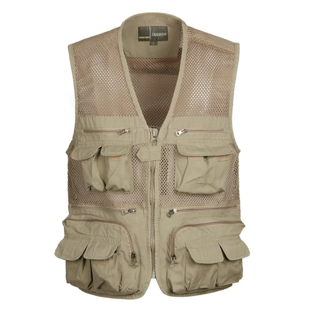 

Outdoor Summer Mesh Breathable Cotton Fishing Vest Men Multi Pockets Photographer Waistcoat Reporter Travel Sleeveless Jackets