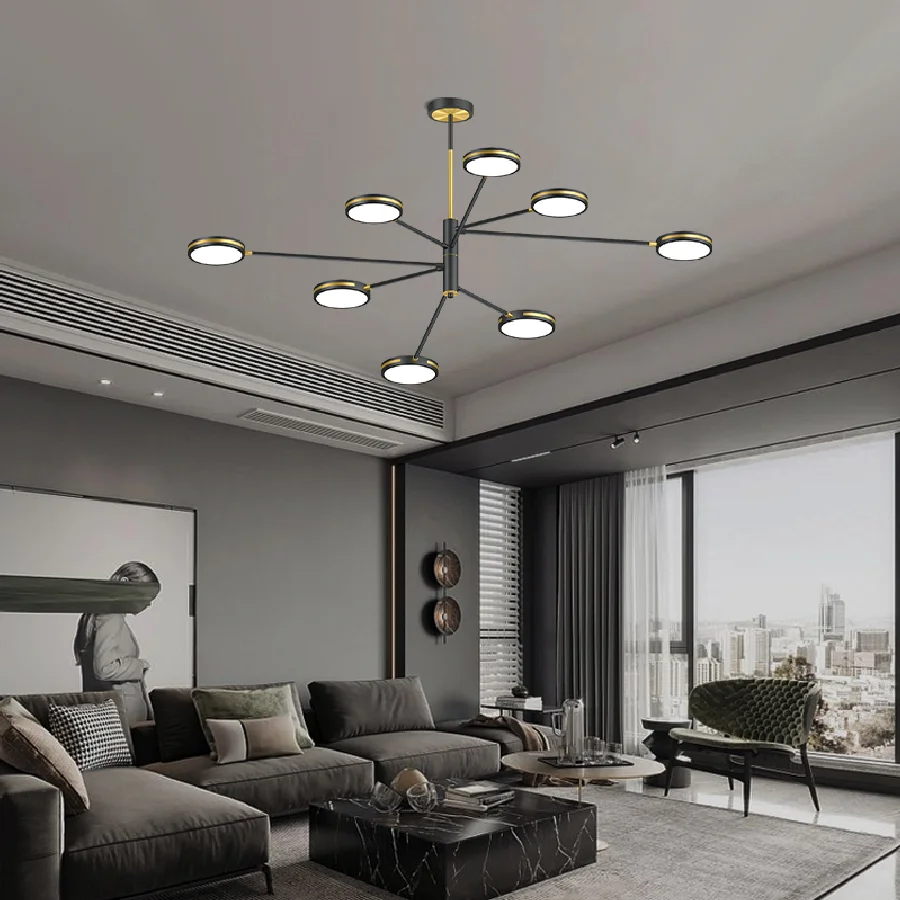 

Black Chandelier LED Bulbs Lamp Living Room Dining Room Bedroom Lustres Fixtures Lighting Fixture Modern Restaurant Nordic Light