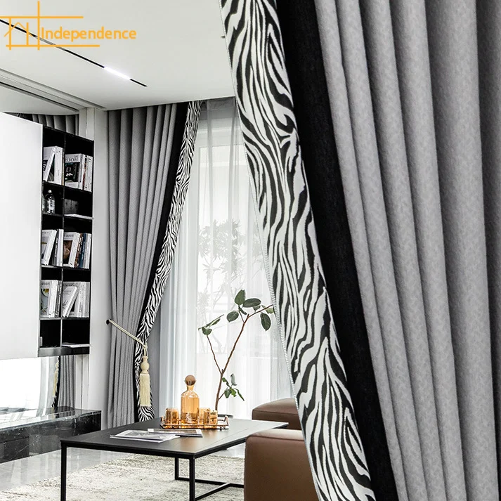 

New Yarn-dyed Jacquard Blackout Fabric Zebra Print Leopard Print Leopard Dots Curtains for Living Dining Room Bedroom