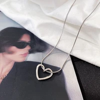 1pc simple geometric hollow love collarbone necklace women light luxury all match niche design love snake bone chain jewelry