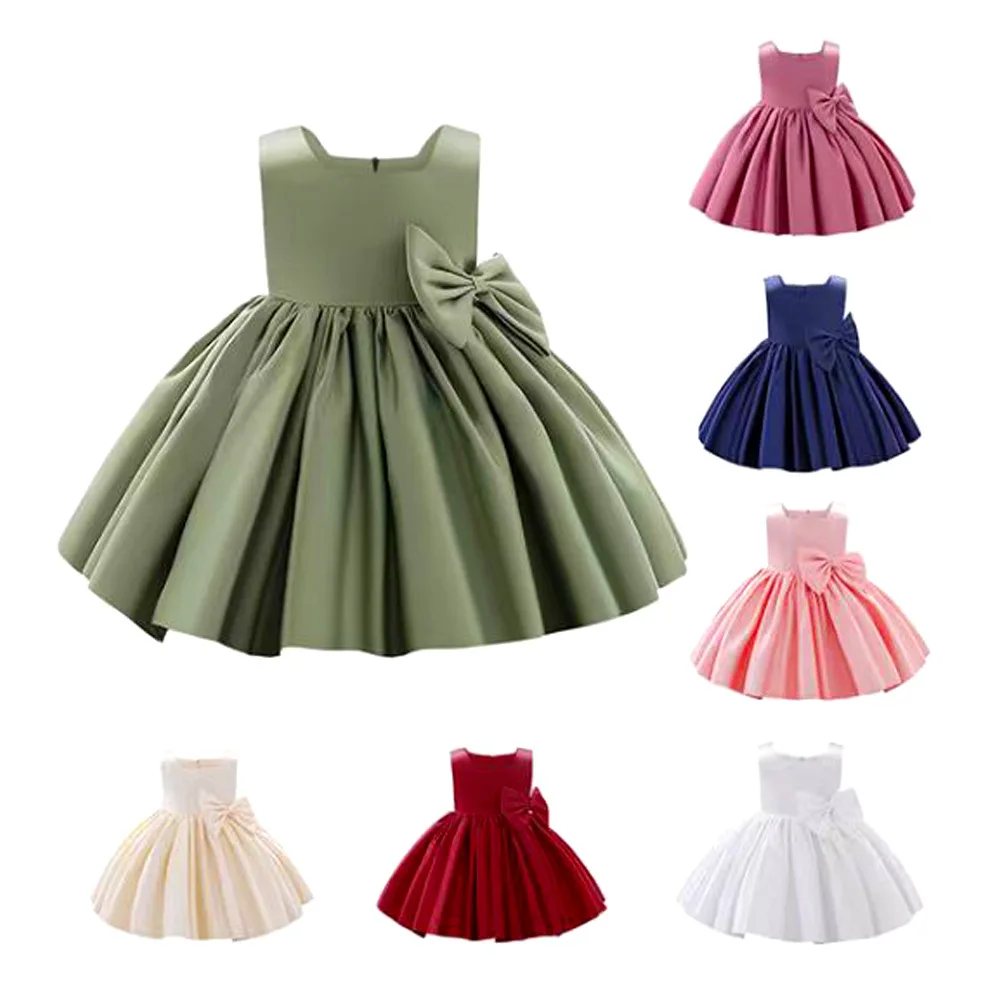 

Children's Girly Ceremonial Elegant Birthday And Wedding Party Dresses 6 To 12 Years Girls Sage Green Prom Baby Costume Clothing