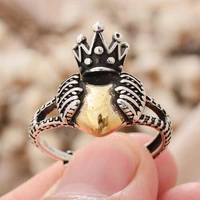 romantic love heart vintage crown wings silver plated female propose ring wholesale jewelry for women never fade cheap