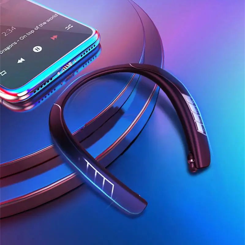 

Wireless headset super long standby super long endurance neck type pluggable card large capacity telescopic cable headset