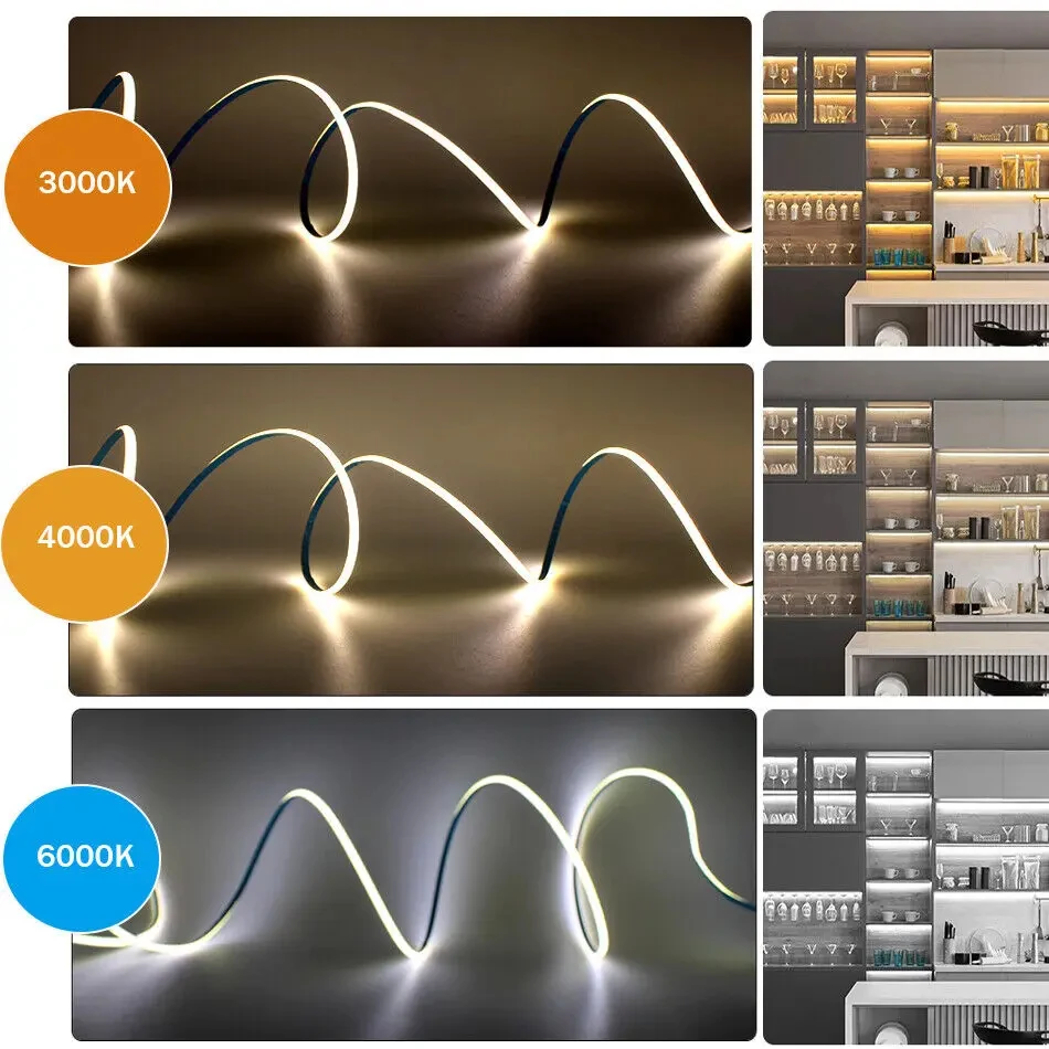 5 В 3 мм PCB COB Светодиодная лента USB Light 400 светодиодов/м Красный Зеленый Синий Белый