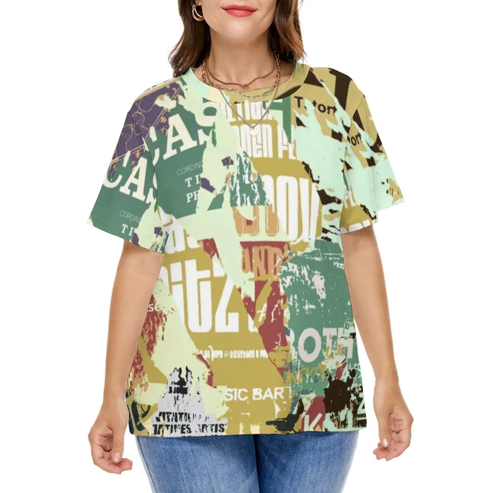 

Футболки с газетным коллажем, винтажная Эстетическая уличная мода, футболка с коротким рукавом, Милая футболка, одежда с принтом женская 5XL ...